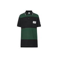Polo en coton rayé avec logo appliqué - Vert Pin Sombre