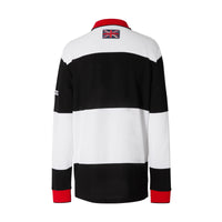 Polo à manches longues en coton rayé avec logo appliqué - Noir & blanc