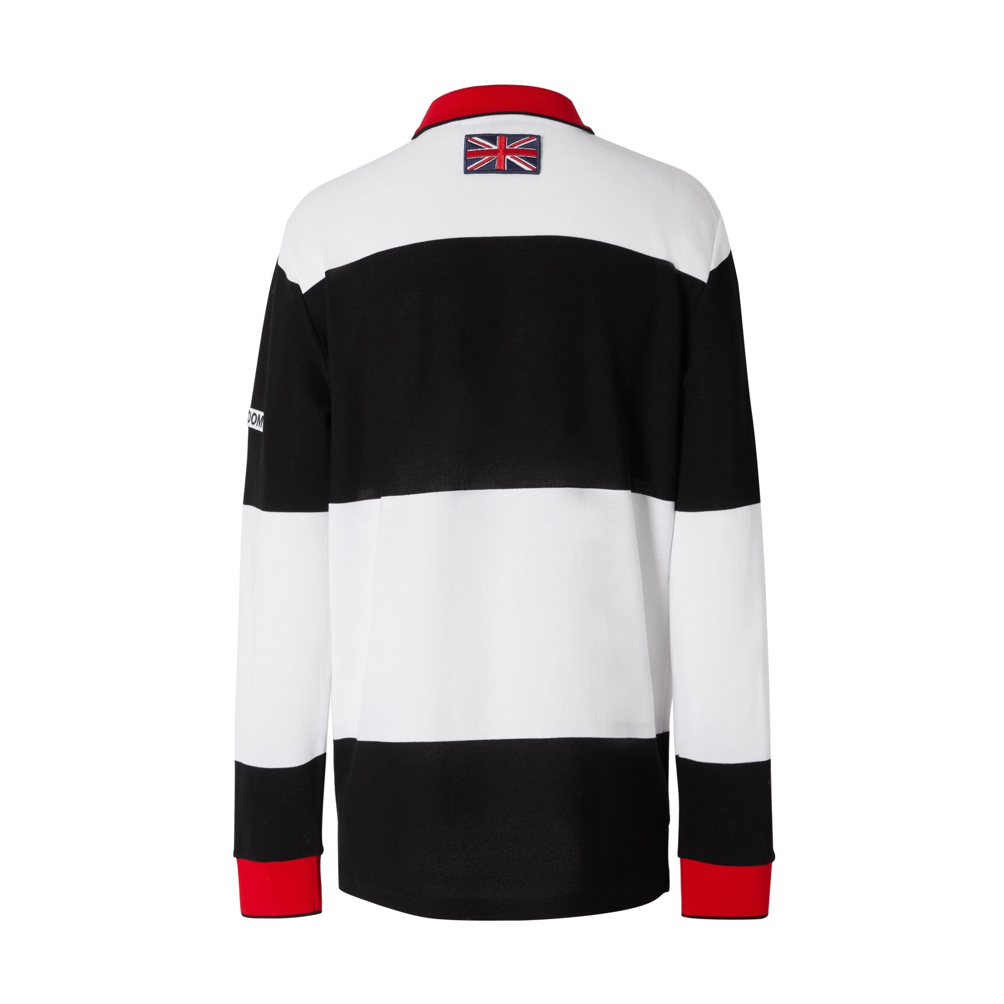 Polo à manches longues en coton rayé avec logo appliqué - Noir & blanc