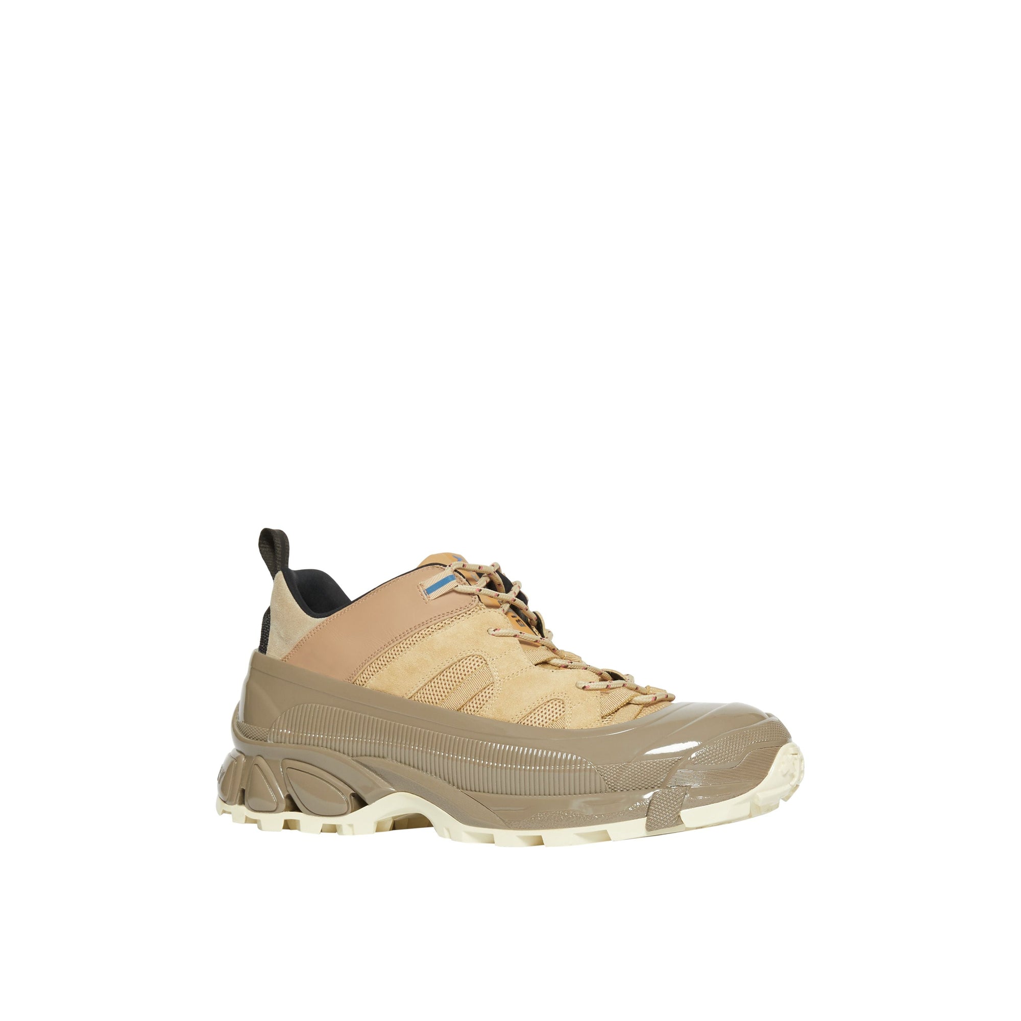 BEIGE Sneakers Arthur en cuir velours, mesh et cuir