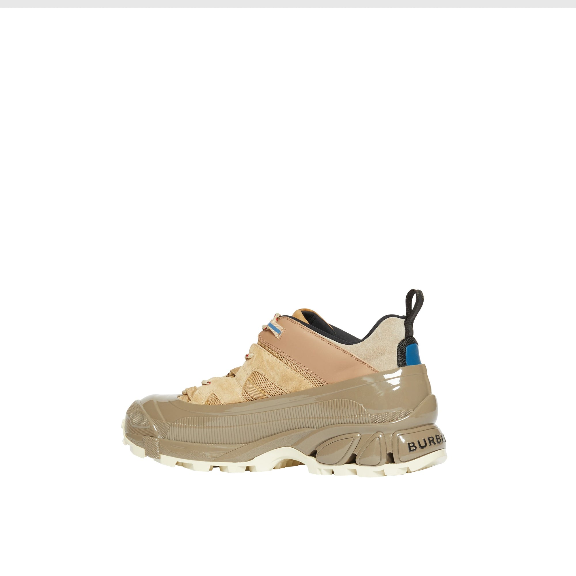 BEIGE Sneakers Arthur en cuir velours, mesh et cuir