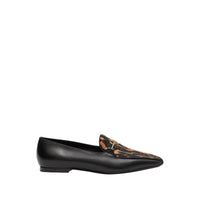 Mocassins en cuir et poil de veau à imprimé léopard - Noir & léopard