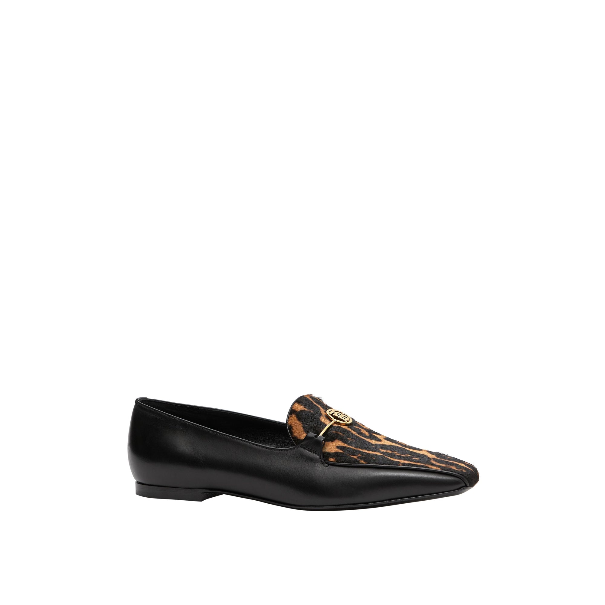 Mocassins en cuir et poil de veau à imprimé léopard - Noir & léopard