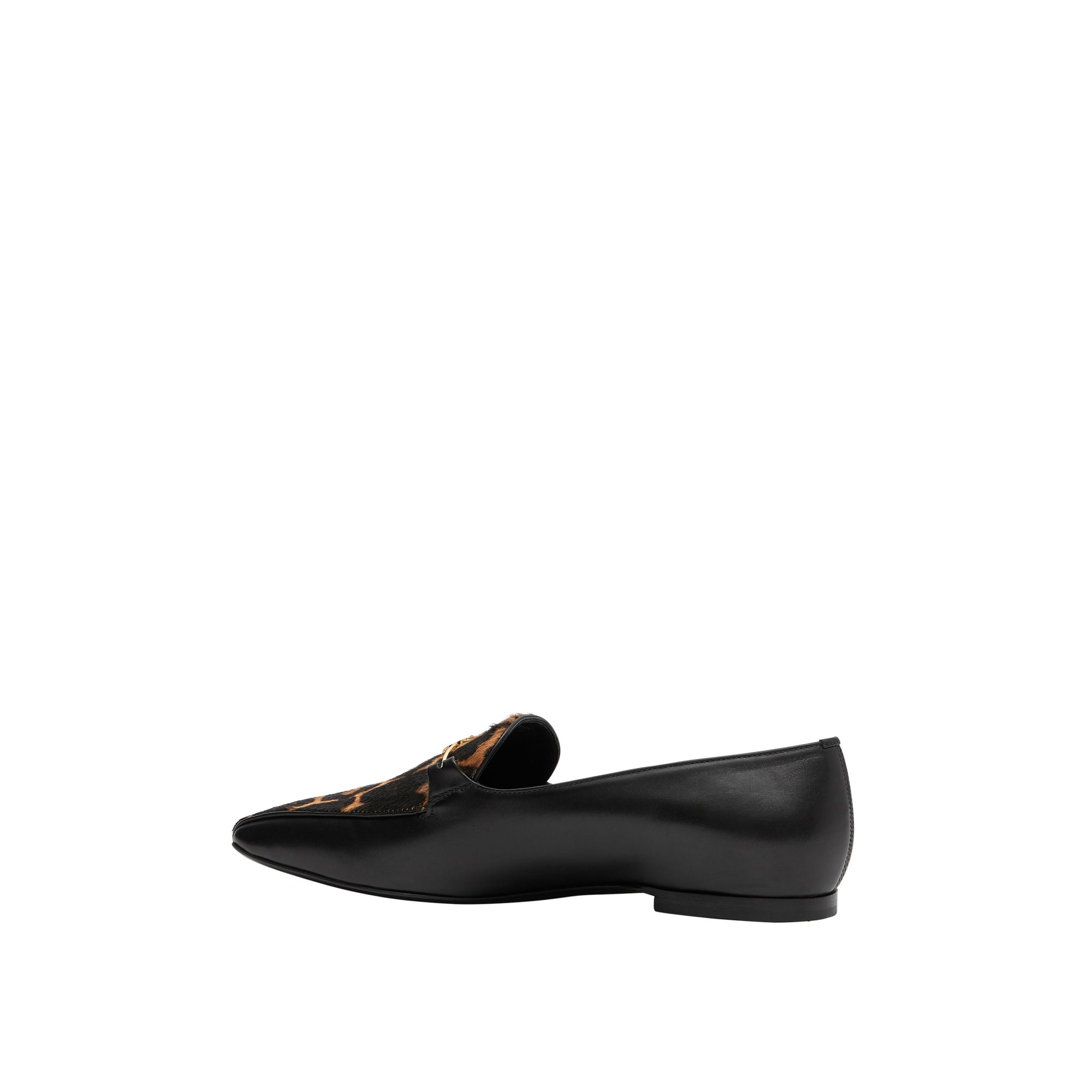 Mocassins en cuir et poil de veau à imprimé léopard - Noir & léopard