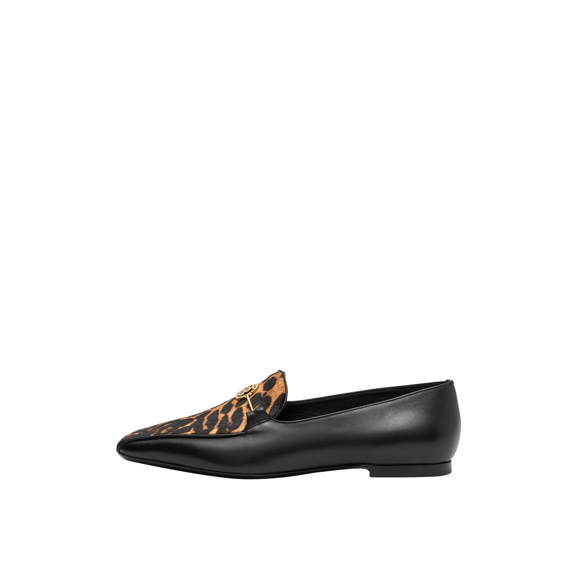 Mocassins en cuir et poil de veau à imprimé léopard - Noir & léopard
