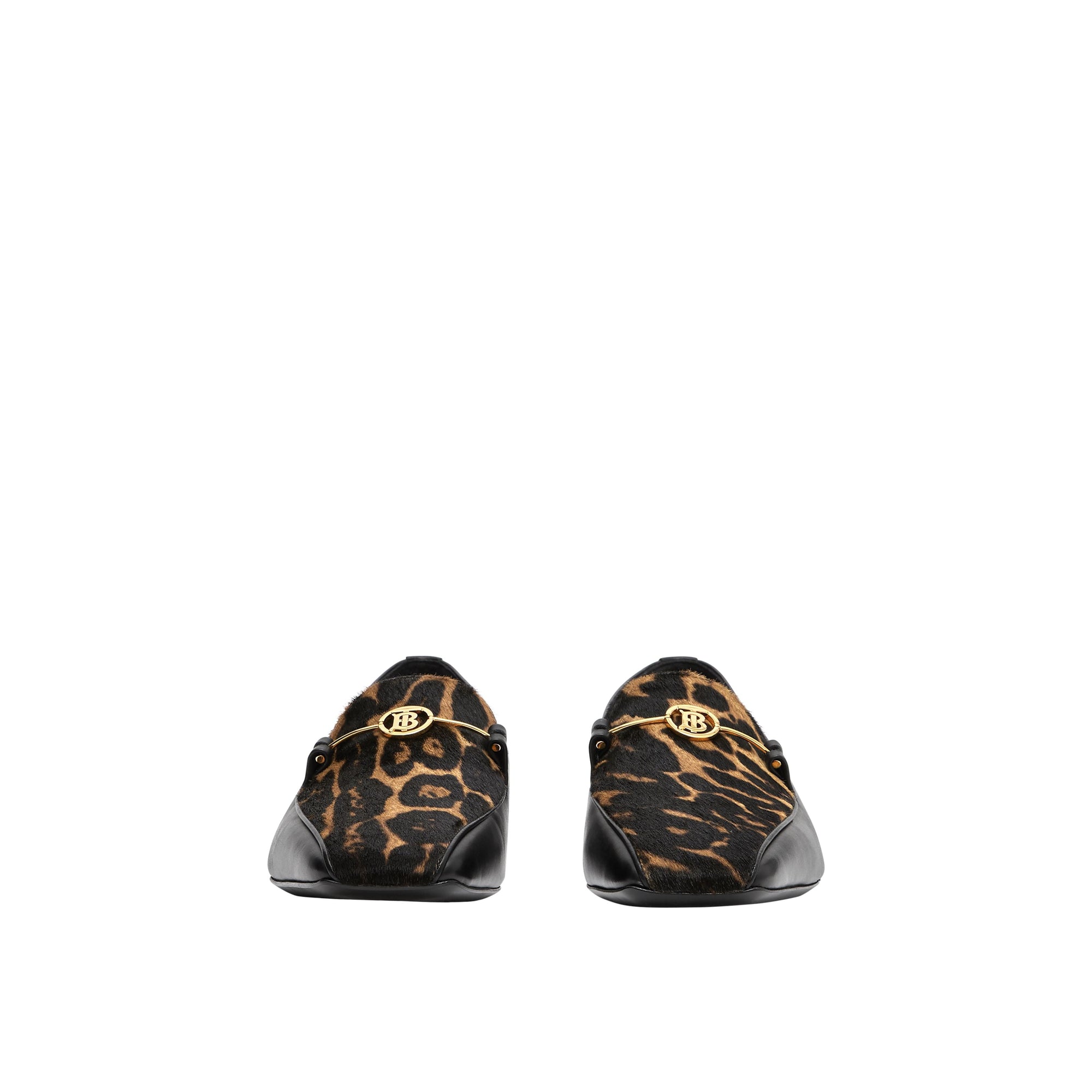 Mocassins en cuir et poil de veau à imprimé léopard - Noir & léopard
