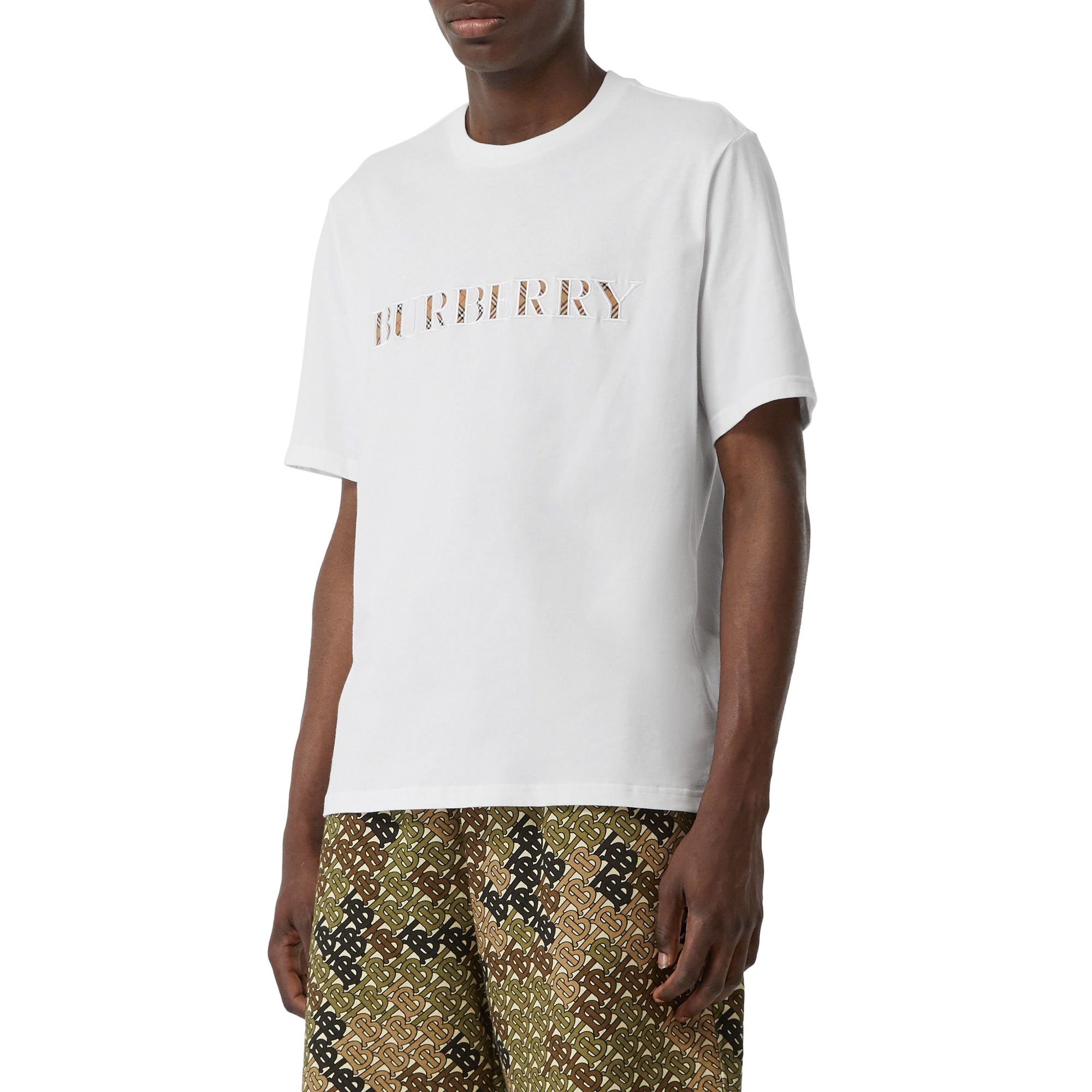WHITE T-shirt en coton avec logo brodé check