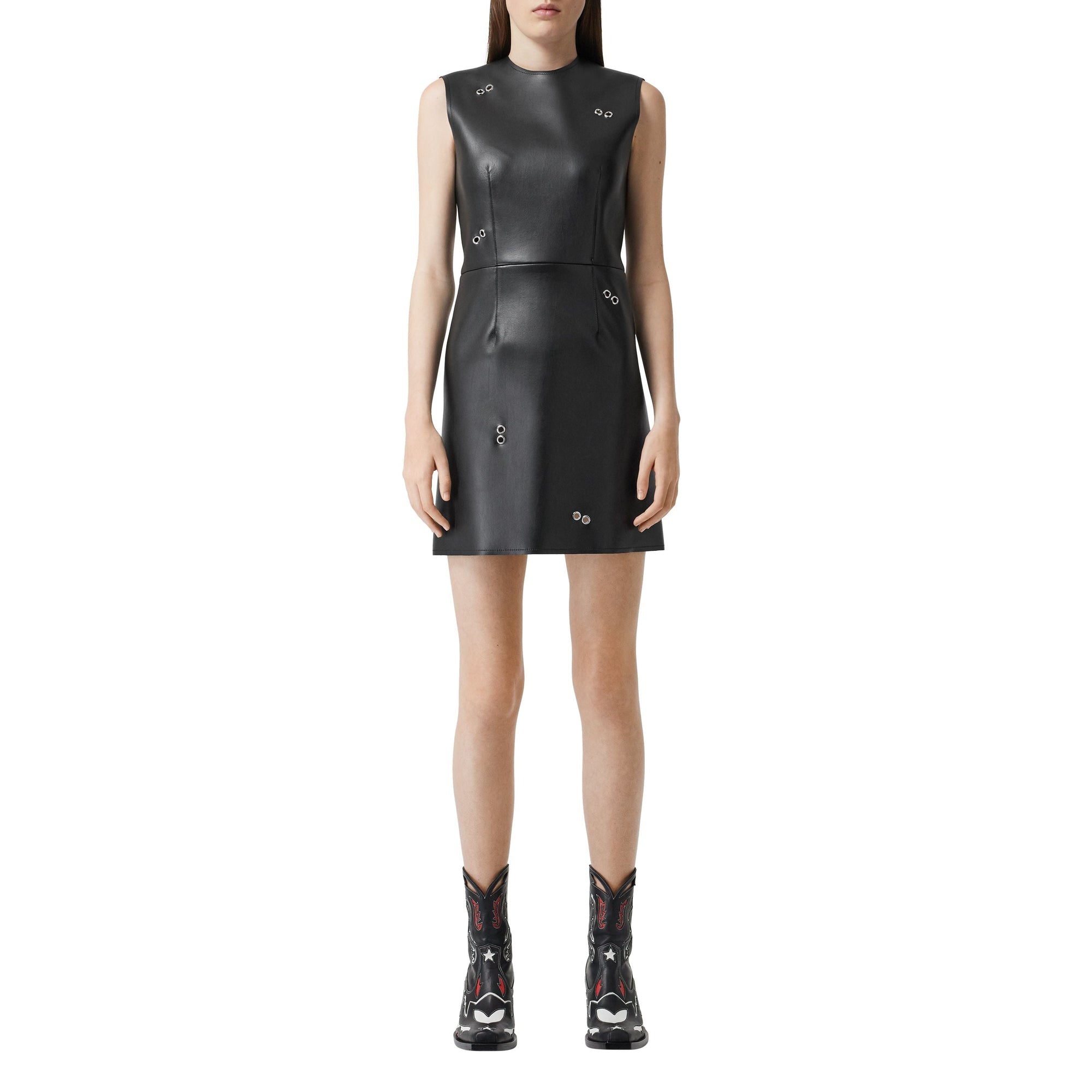 BLACK Minirobe en similicuir avec ornements