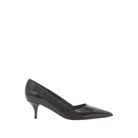 Escarpins à bout pointu en cuir verni avec logo - Noir