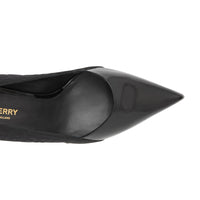Escarpins à bout pointu en cuir verni avec logo - Noir