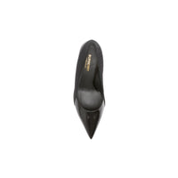 Escarpins à bout pointu en cuir verni avec logo - Noir
