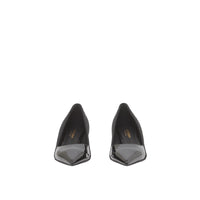 Escarpins à bout pointu en cuir verni avec logo - Noir