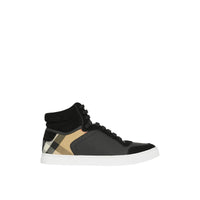 BLACK Sneakers montantes en cuir, cuir velours et House check