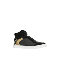 BLACK Sneakers montantes en cuir, cuir velours et House check
