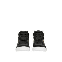 BLACK Sneakers montantes en cuir, cuir velours et House check