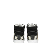 BLACK Sneakers montantes en cuir, cuir velours et House check