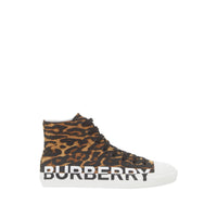 Sneakers montantes à imprimé léopard avec logo - Marron