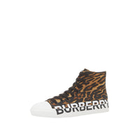 Sneakers montantes à imprimé léopard avec logo - Marron