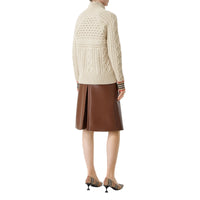 Pull en cachemire à maille torsadée avec rayures iconiques - Blanc naturel