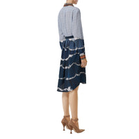 Robe chemise en soie à imprimés monogram et hippocampe - Baby blue