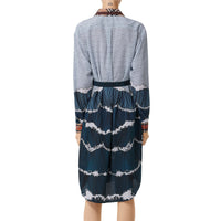 Robe chemise en soie à imprimés monogram et hippocampe - Baby blue