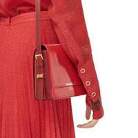Petit sac grace en cuir bicolore - Rouge vif & bourgogne