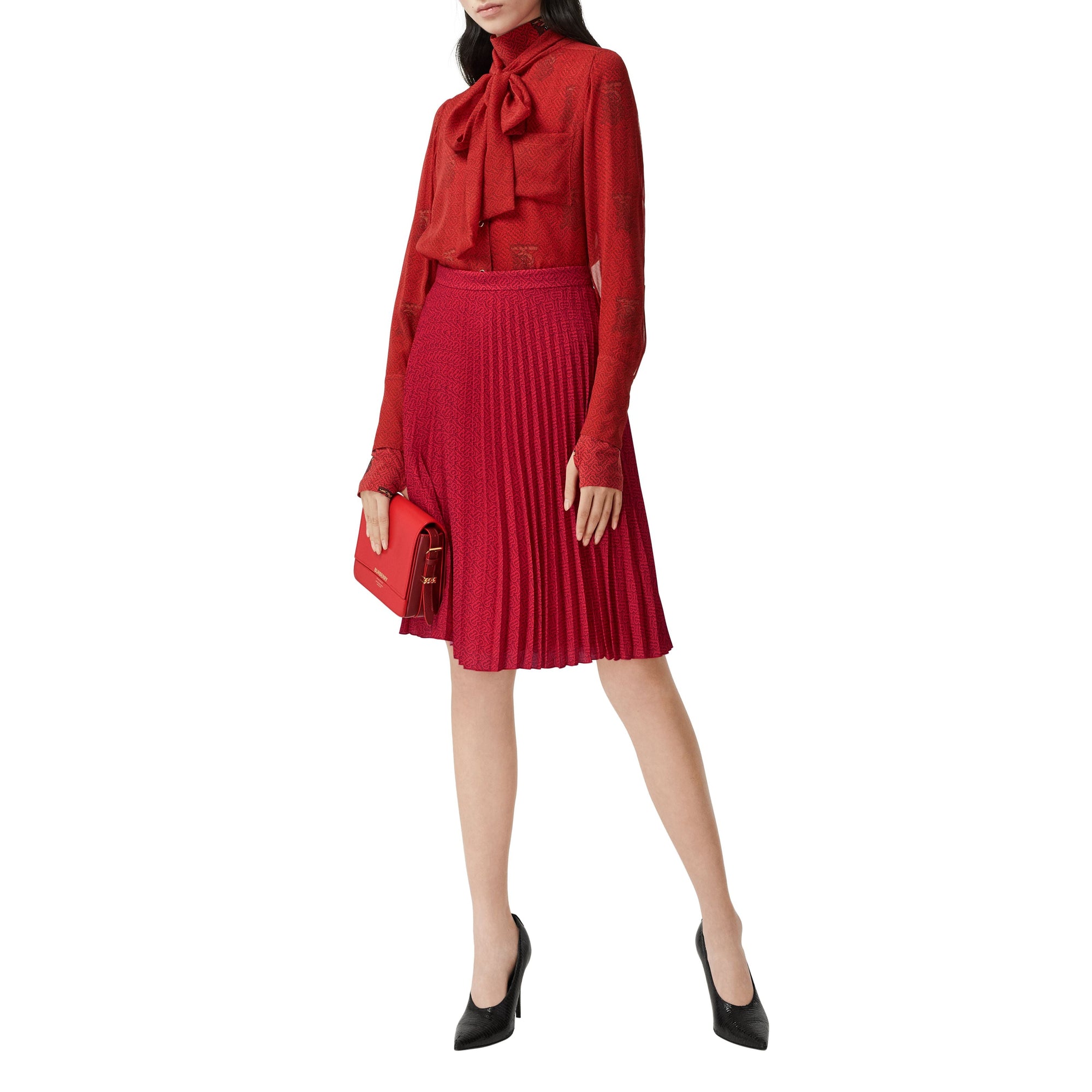 Petit sac grace en cuir bicolore - Rouge vif & bourgogne
