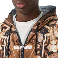 BRONZE IP PTTN Veste à capuche réversible en nylon avec imprimé sous-marin