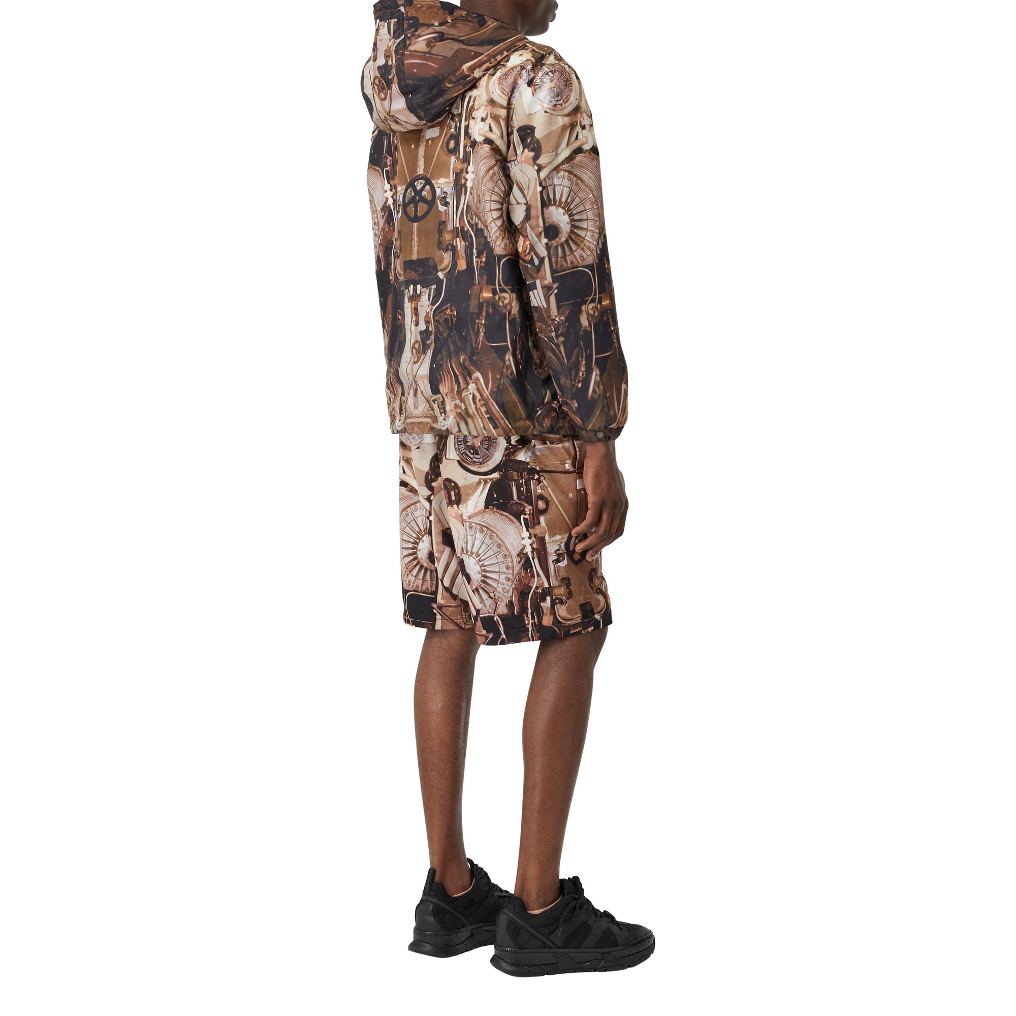 BRONZE IP PTTN Veste à capuche réversible en nylon avec imprimé sous-marin