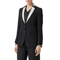 BLACK Veste tailleur en laine avec panneau en soie