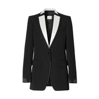 BLACK Veste tailleur en laine avec panneau en soie