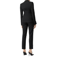 BLACK Pantalon tailleur en laine à rayures en satin