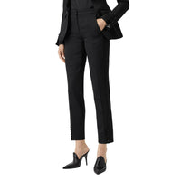 BLACK Pantalon tailleur en laine à rayures en satin