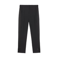 BLACK Pantalon tailleur en laine à rayures en satin