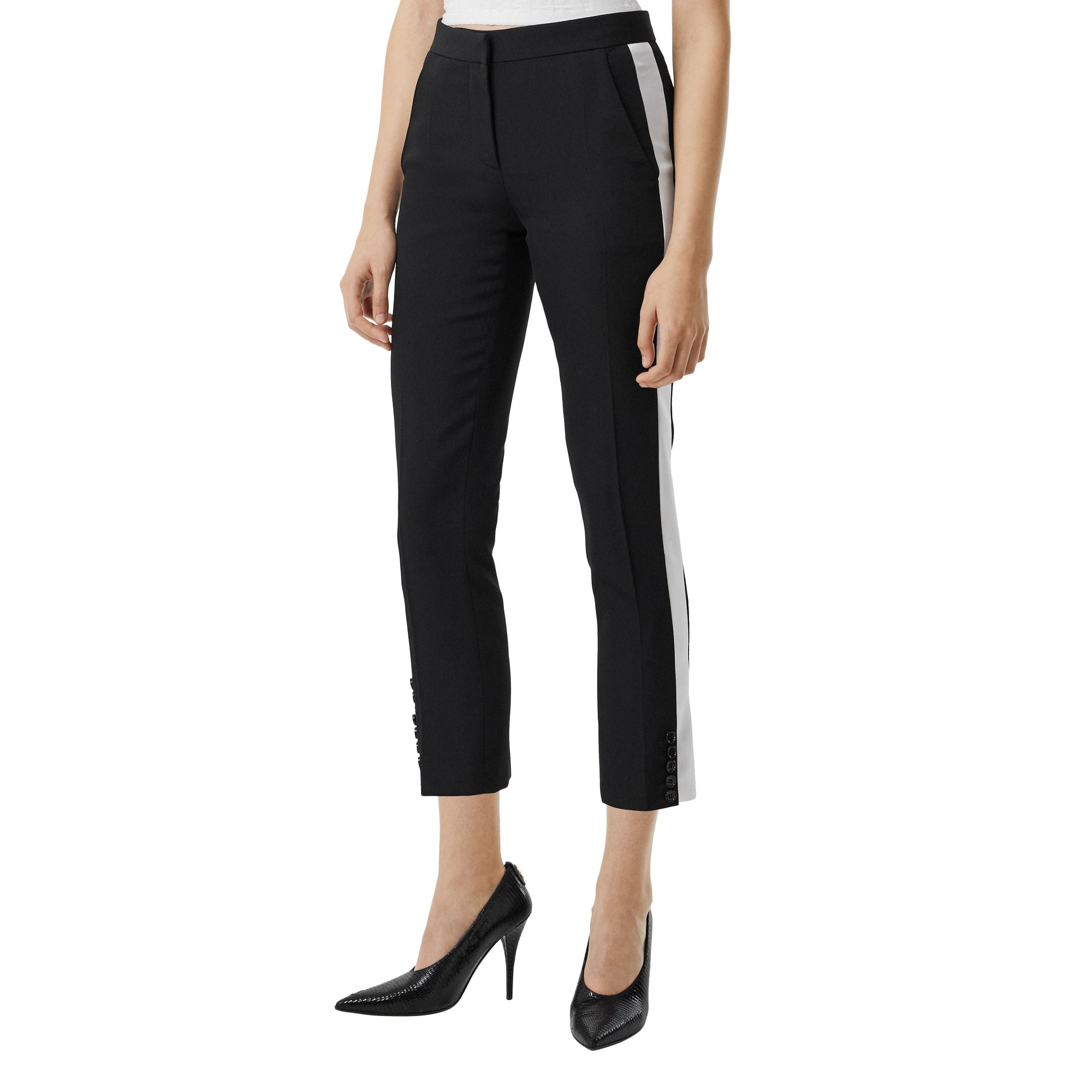 BLACK Pantalon tailleur en laine à bandes latérales