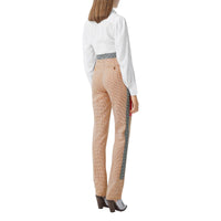Pantalon tailleur en laine check et pied-de-poule - Bronze