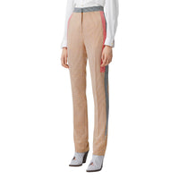 Pantalon tailleur en laine check et pied-de-poule - Bronze