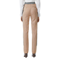 Pantalon tailleur en laine check et pied-de-poule - Bronze