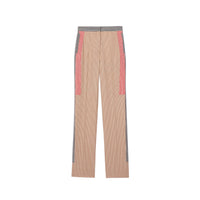 Pantalon tailleur en laine check et pied-de-poule - Bronze
