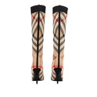 Bottes façon chaussettes en maille stretch check - Beige d'archive