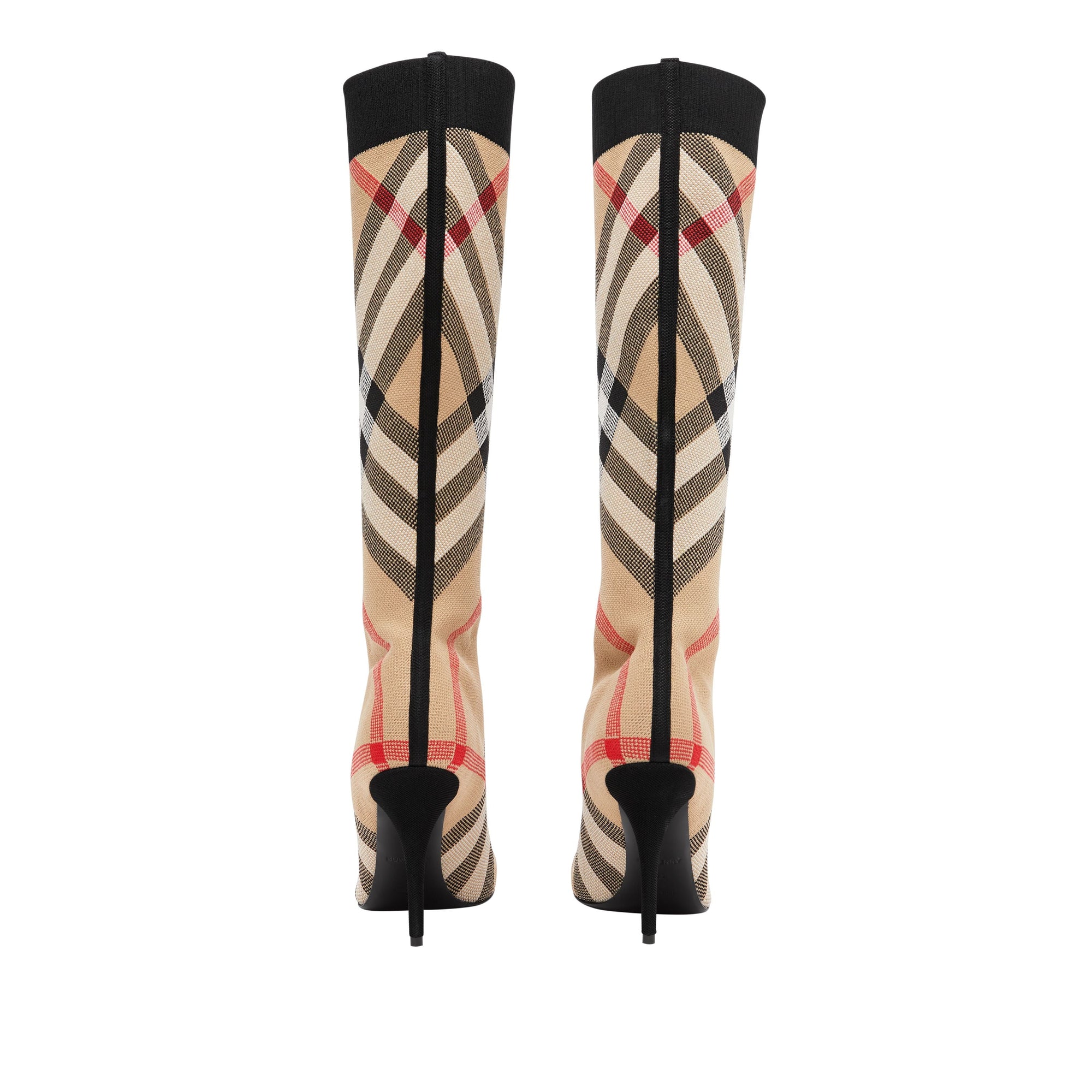 Bottes façon chaussettes en maille stretch check - Beige d'archive