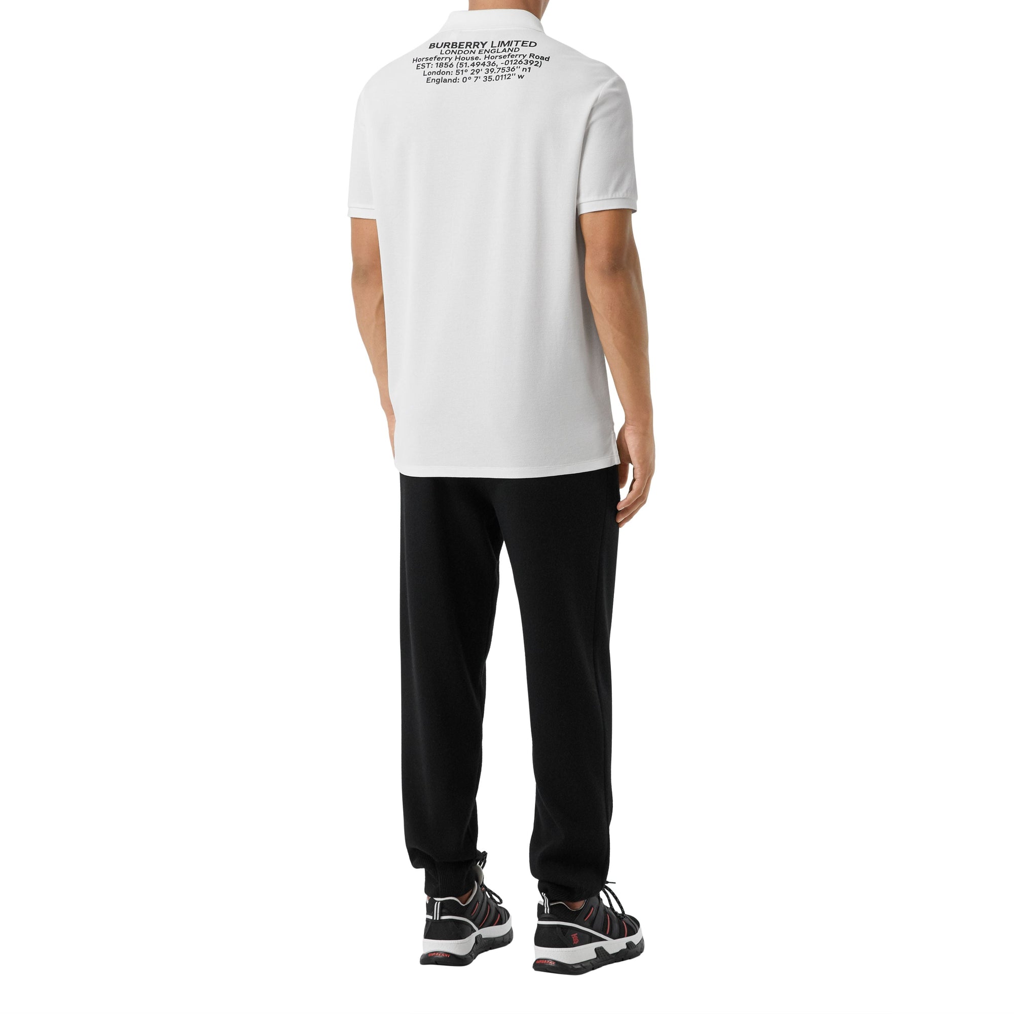 WHITE Polo oversize en piqué de coton avec coordonnées géographiques