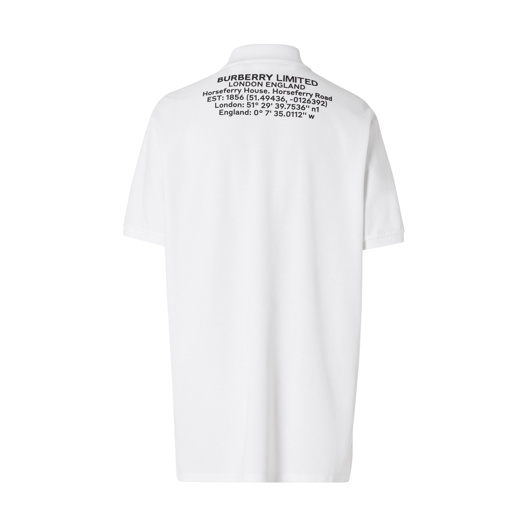 WHITE Polo oversize en piqué de coton avec coordonnées géographiques