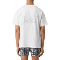 T-shirt oversize en coton à imprimé cupidon - Blanc