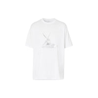 T-shirt oversize en coton à imprimé cupidon - Blanc