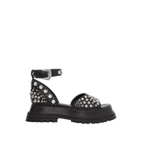 Sandales en cuir avec ornements - Noir