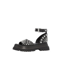 Sandales en cuir avec ornements - Noir