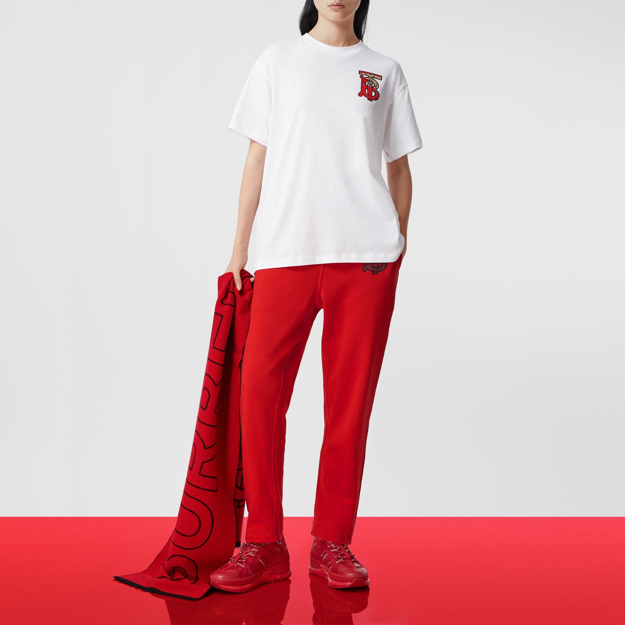 Sneakers union en nylon et cuir - Rouge vif