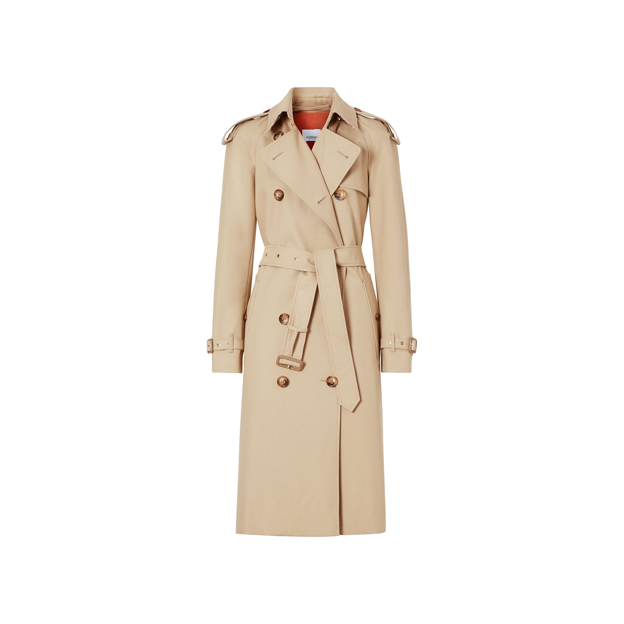 Trench en gabardine de coton avec doublure à imprimé d'archive - Miel