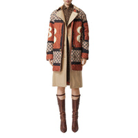 Trench en gabardine de coton avec doublure à imprimé d'archive - Miel